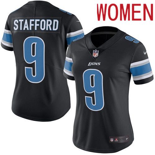 Cheap Women Detroit Lions 9 Matthew Stafford Nike Black Vapor Limited NFL Jersey
